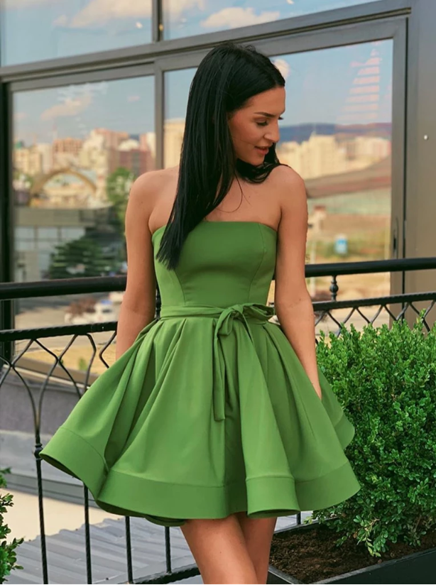 A Line Green Short Prom Dresses, Short ...